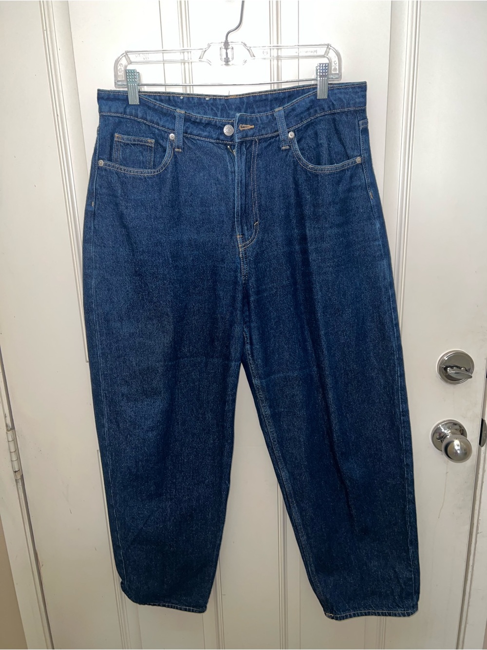 &Denim H&M Loose Dark Wash Casual Barrel‎ Jeans Sz 8